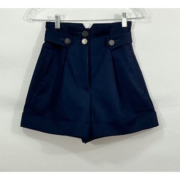 SEZANE Sz 34 2 Aristote Short Marine Navy Blue NWT Wool Blend Dressy - Picture 2 of 8